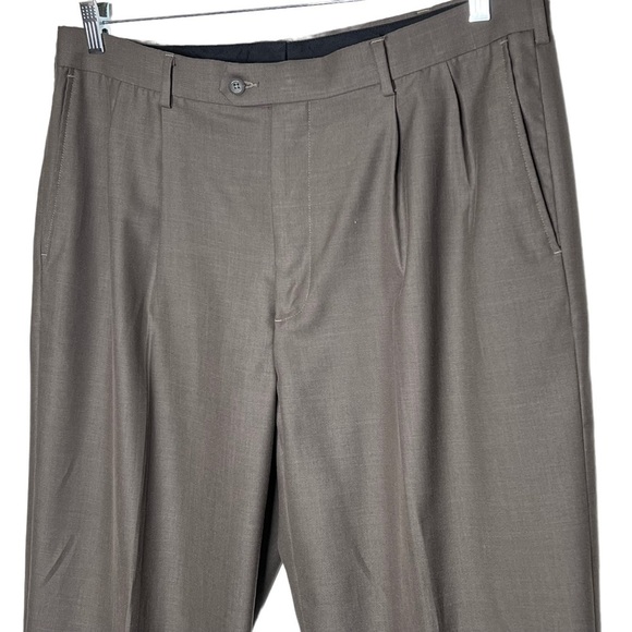 Perry Ellis America Taupe Pleated Front Cuffed Dress Slacks Pants Size 38 x 30 - Picture 6 of 12